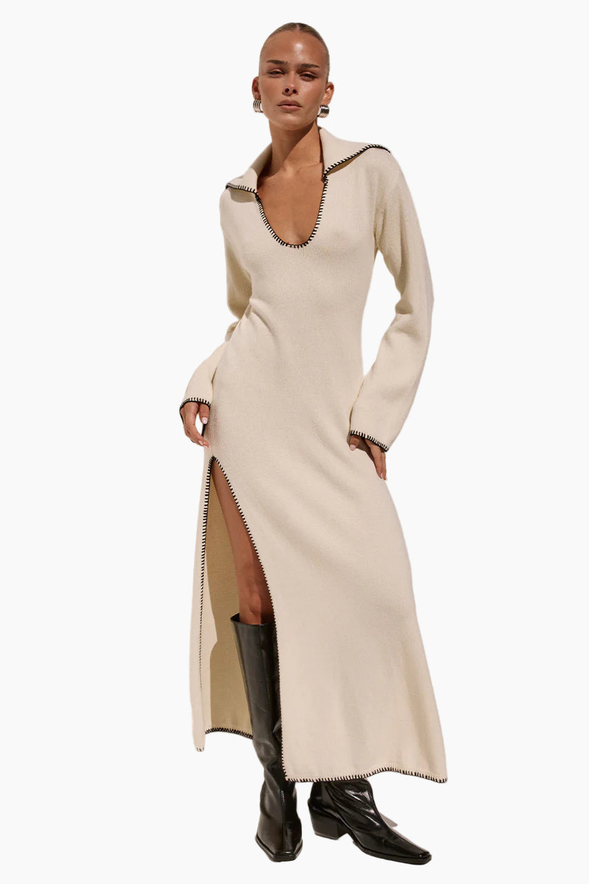 Ivana Sleeved Knit Maxi Dress