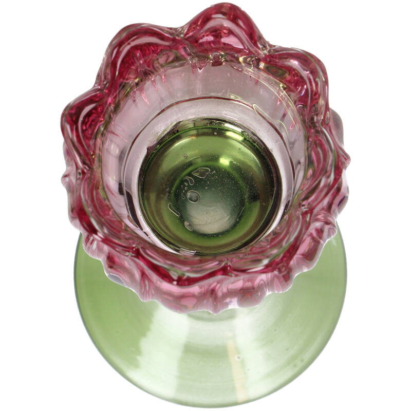 KAL-4207 Candle Holder Flower Glass Pink 8x8x22cm