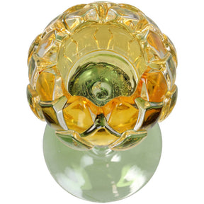 KAL-4209 Candle Holder Flower Glass Yellow 8x8x17.5cm