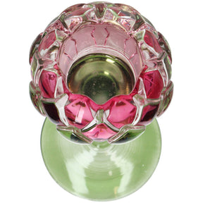 KAL-4210 Candle Holder Flower Glass Pink 8x8x20.5cm