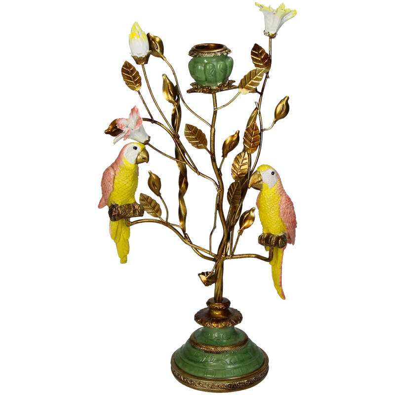 KAL-4716 Candle Stick Birds Polyresin Multi 16.5x9x33cm