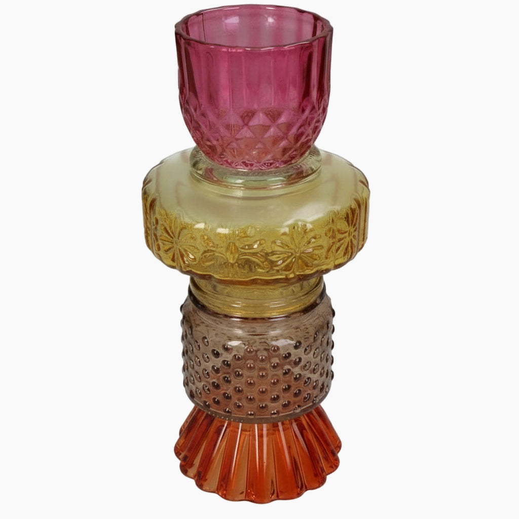 KAL-6204 Candle Stick Glass Multi 9.9x9.9x21.5cm