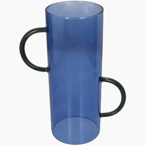 Blue mug with black handles