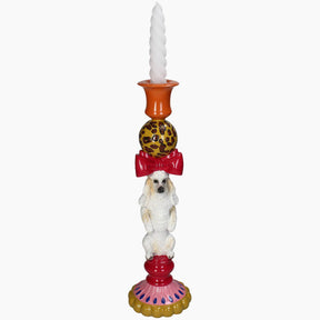 Decorative candle holder with a dog figurine 