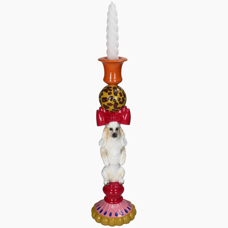 Decorative candle holder with a dog figurine 
