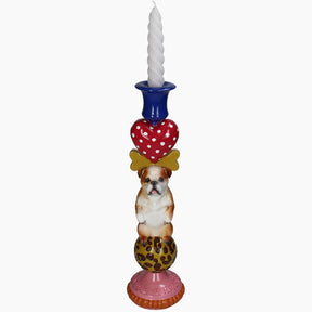 Decorative candle holder with a dog design 