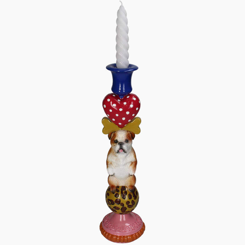 Decorative candle holder with a dog design 
