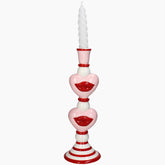 Candle holder with heart design and red lips 
