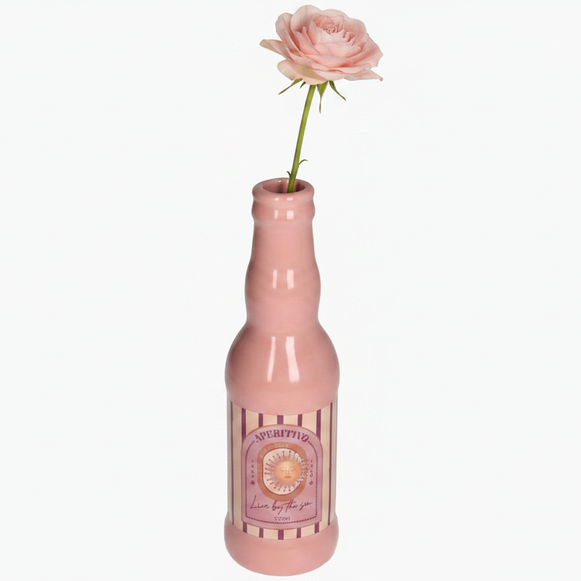 KAL-7615 Vase Aperitif Sun Stoneware Pink, 6.5 x 6.5 x 21.8 cm