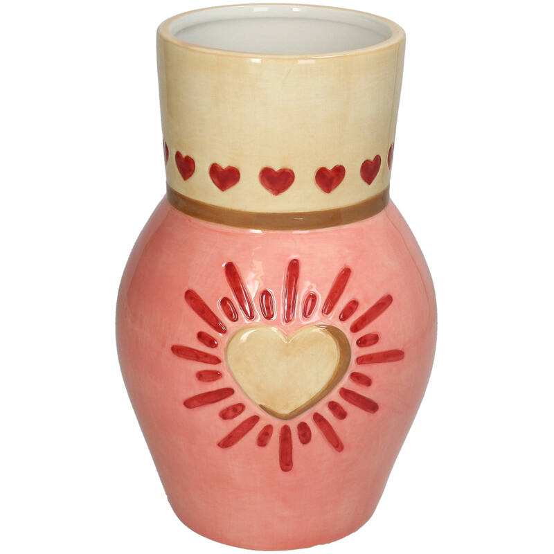 KAL-7715 Vase Heart Dolomite Multi 14.5x14.5x23cm