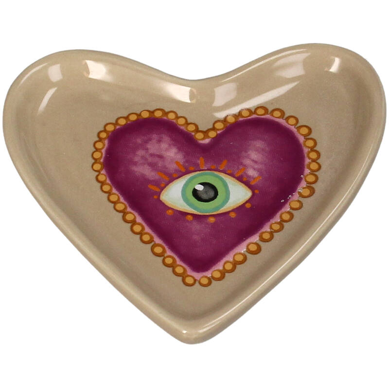 KAL-8322 Trinket Dish Heart Dolomite Multi 12x11.5x1.2cm S/6