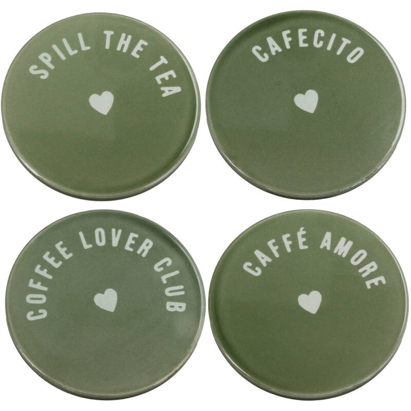 KAL-8711 Trivet Coffee Dolomite Green 10x10x0.7cm 4ASS