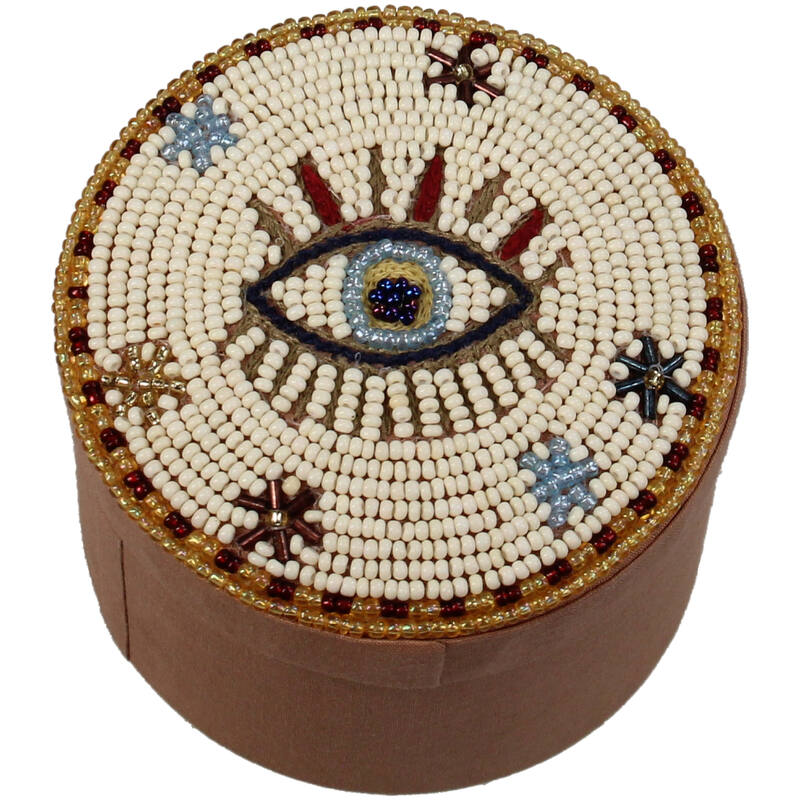 KAL-9410 Keepsake Box Eye Beads Multi 7.5x7.5x5.5cm