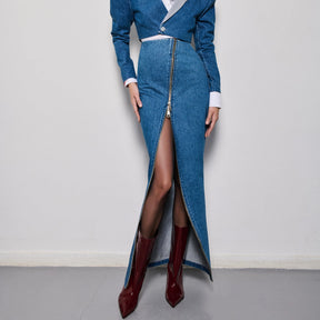 Off Side Zipper Skirt