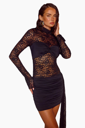 Larna Lace Sleeved Mini Dress