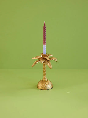 Metal Metal Candle Holder in Palm Tree Shape - Gold