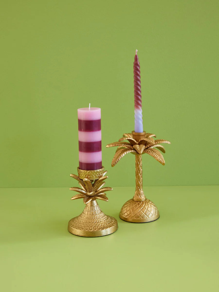 Metal Metal Candle Holder in Palm Tree Shape - Gold