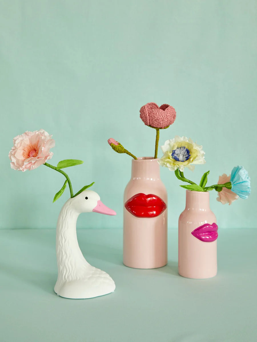 Ceramic Vase Pink with Red Lips - Large