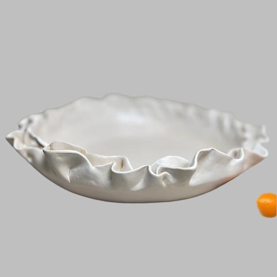 Large Double Ruffles Deep Round Bowl- 046