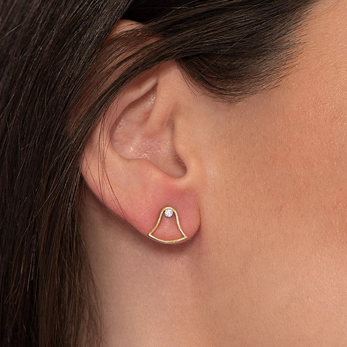 Lotus Earring with Floating Diamond