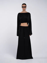 Silky black long top