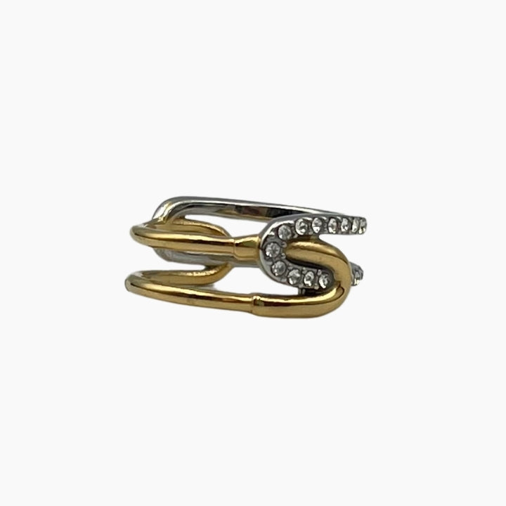 Gold and silver ring with a unique design