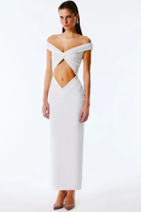 NISA Off Shoulder Cut Out Maxi Dress