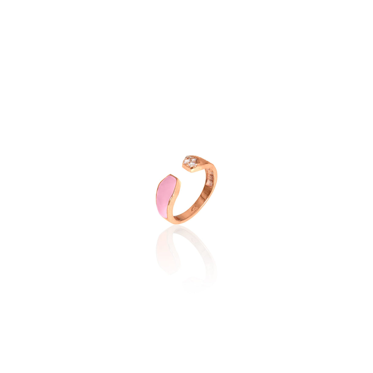 Open Crystal Pink Enamel Snake Ring