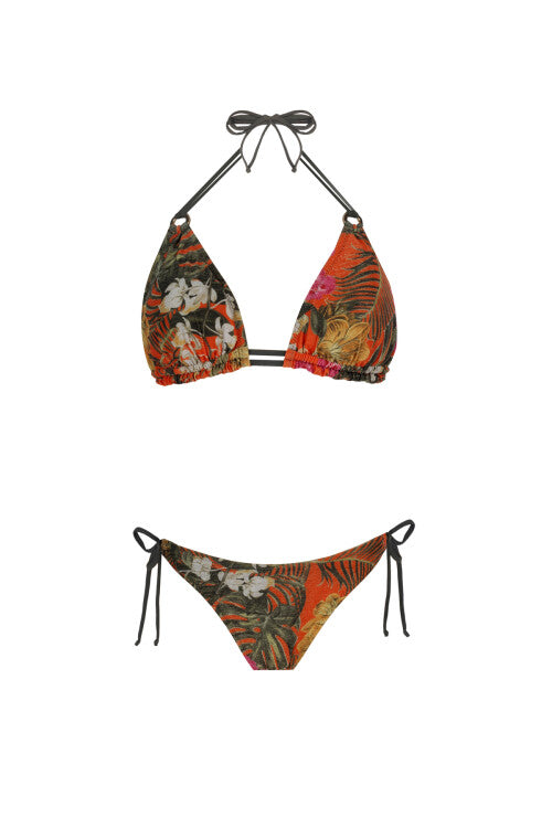 Floral Patterned Triangle Bikini