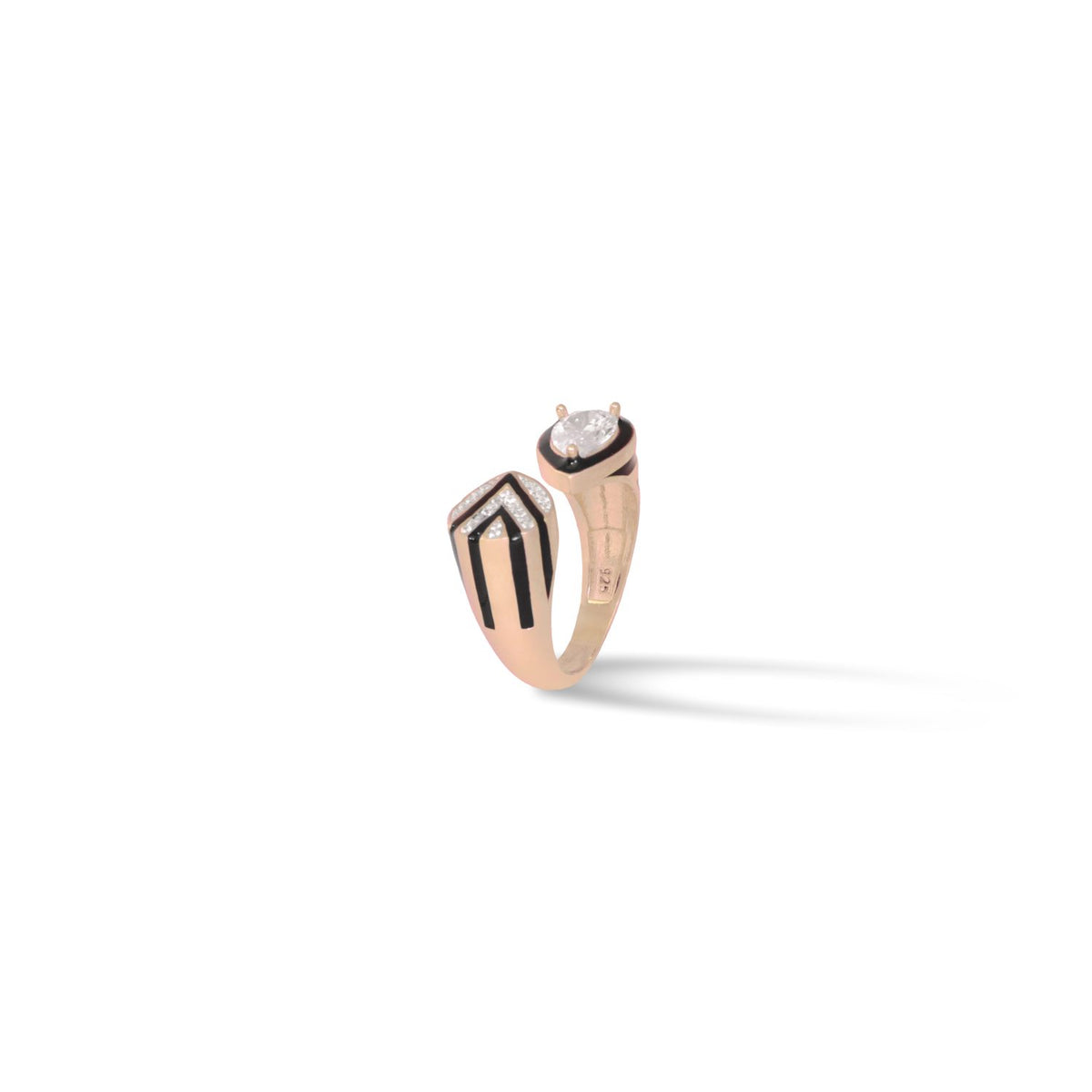 Pearl Black Enamel Ring