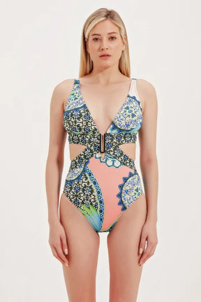 Printed Cut-Out Detail Swimsuit