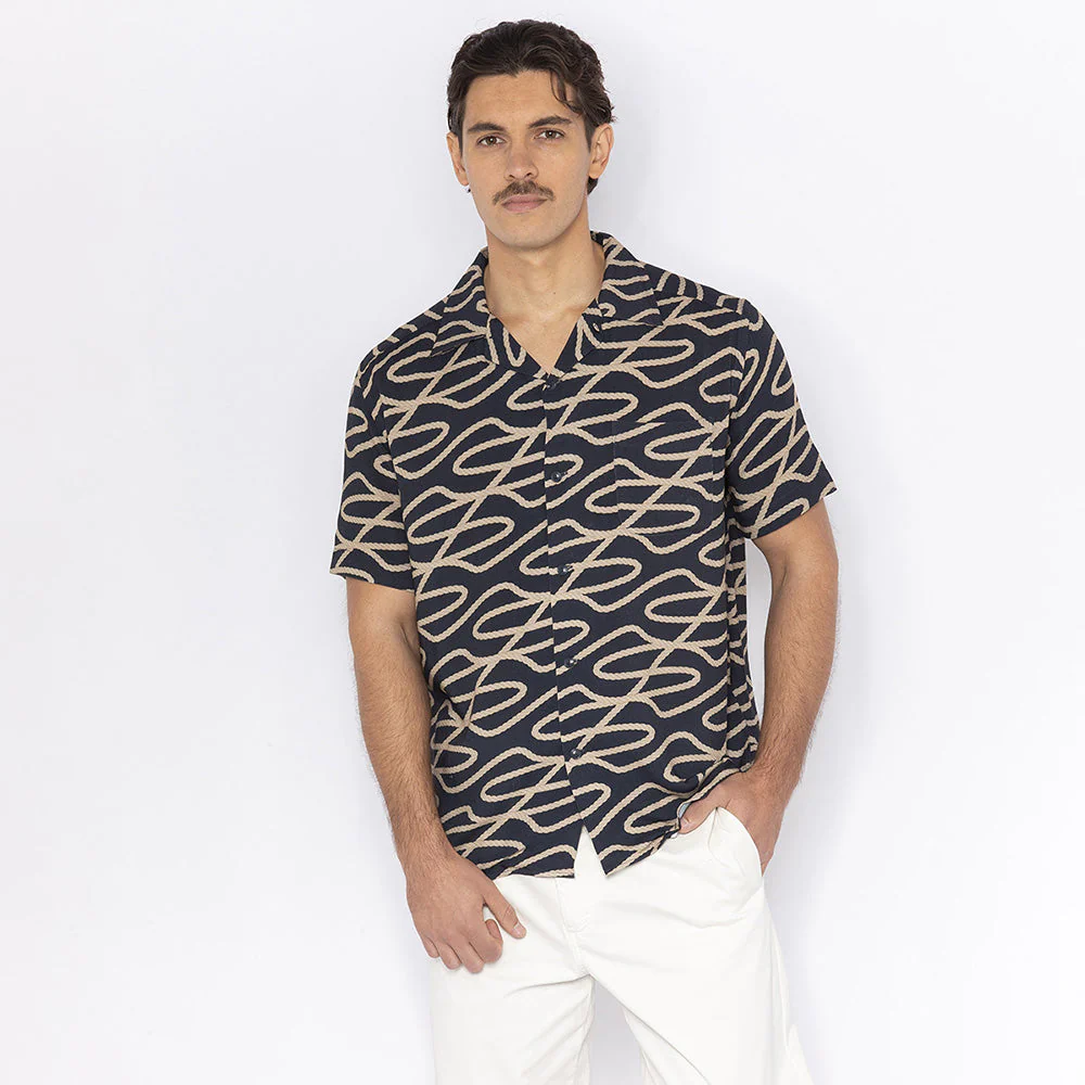 Printed Flowing Shirt | Marine