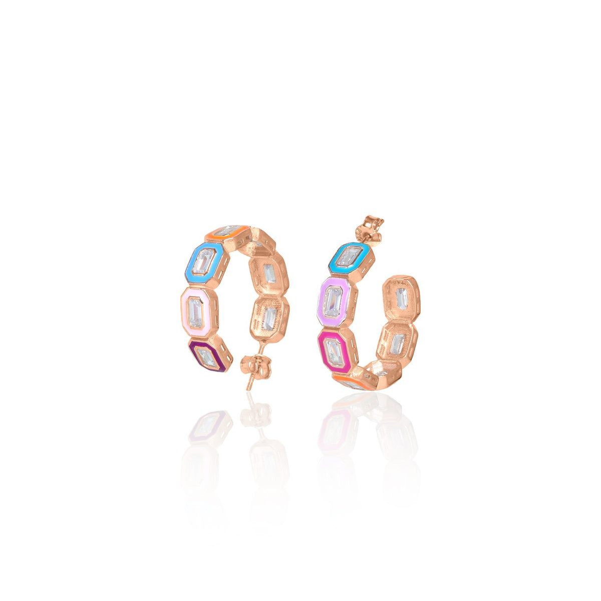 Rainbow Baguette Crystals Earrings