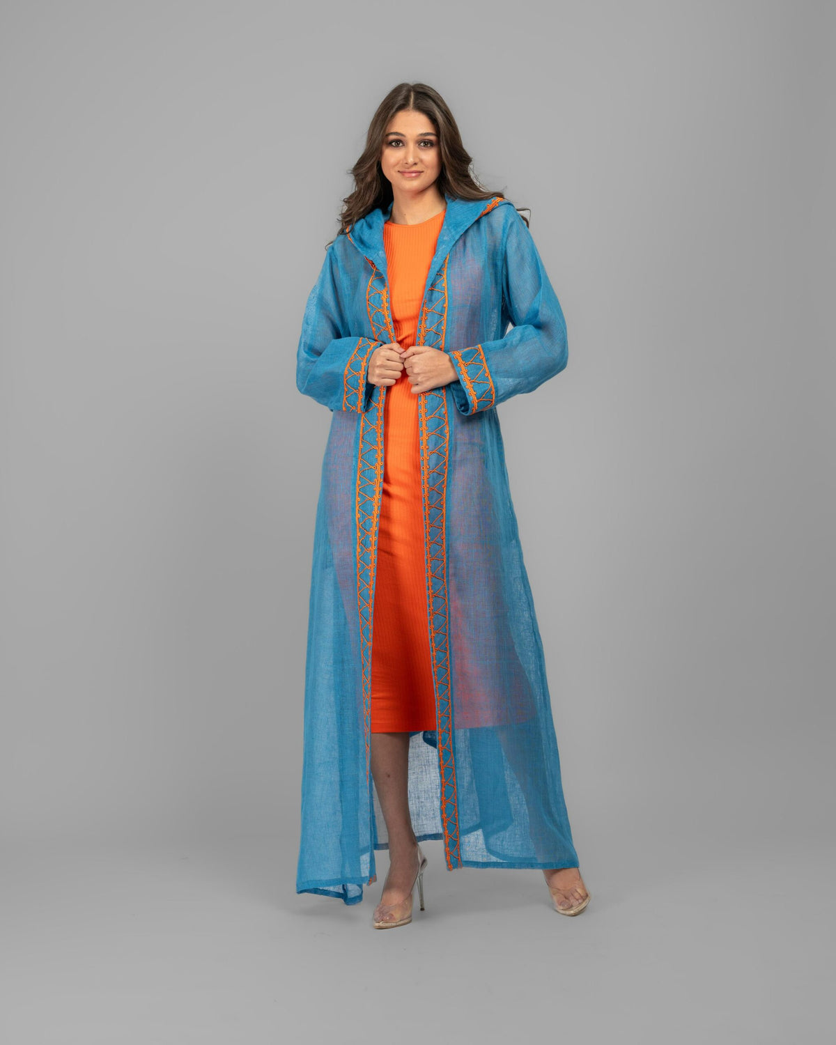Haze Blue Linen Abaya
