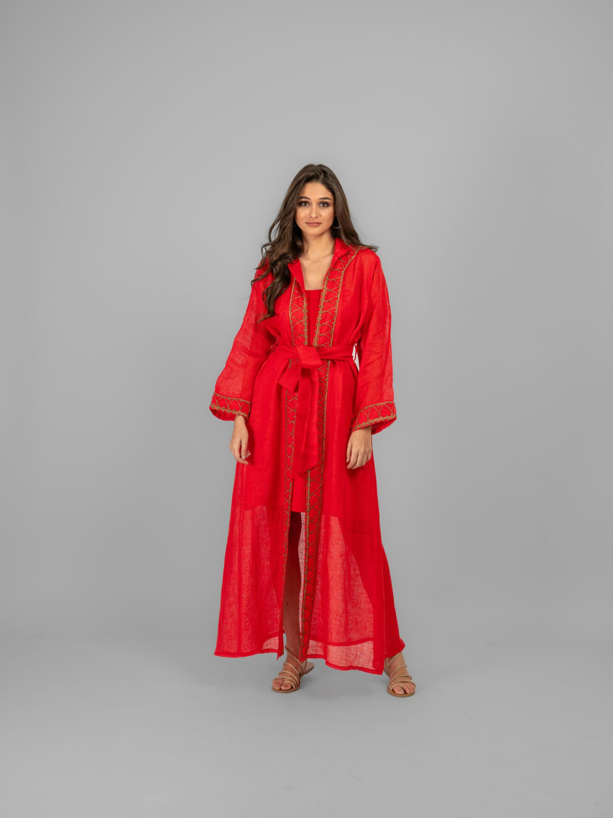 Haze Red  Linen Abaya