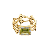 Rebirth Peridot with Diamond Baguette Ring