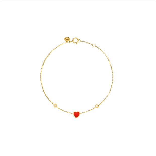 Red Heart Diamond Bracelet