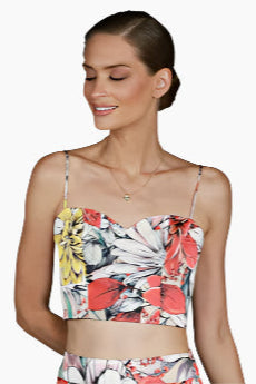 Woman wearing a floral top