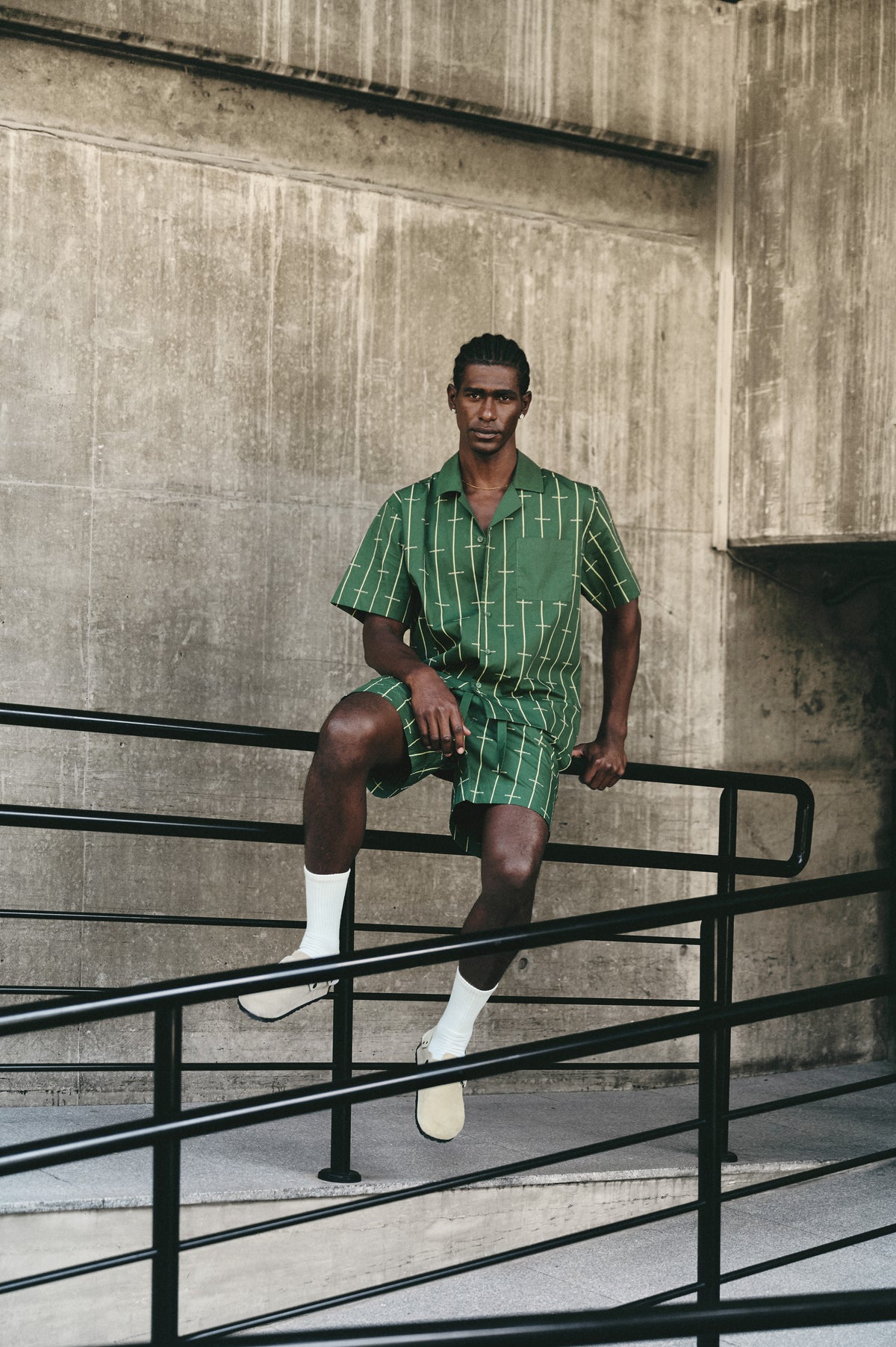 House Babylon stripe shorts - Dark Green