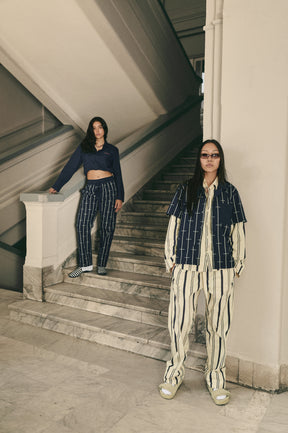 House Babylon stripe Trousers -Navy
