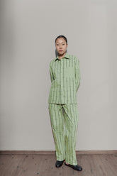 House Babylon stripe Trousers - Laurel Green
