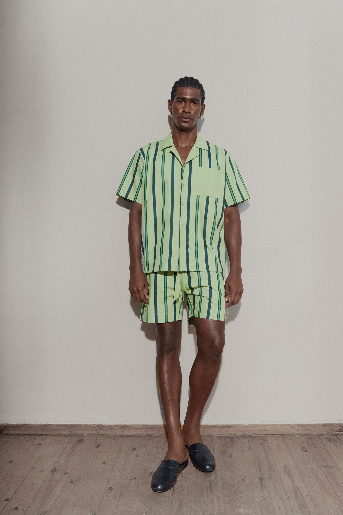 Trad stripe shirt - Laurel Green