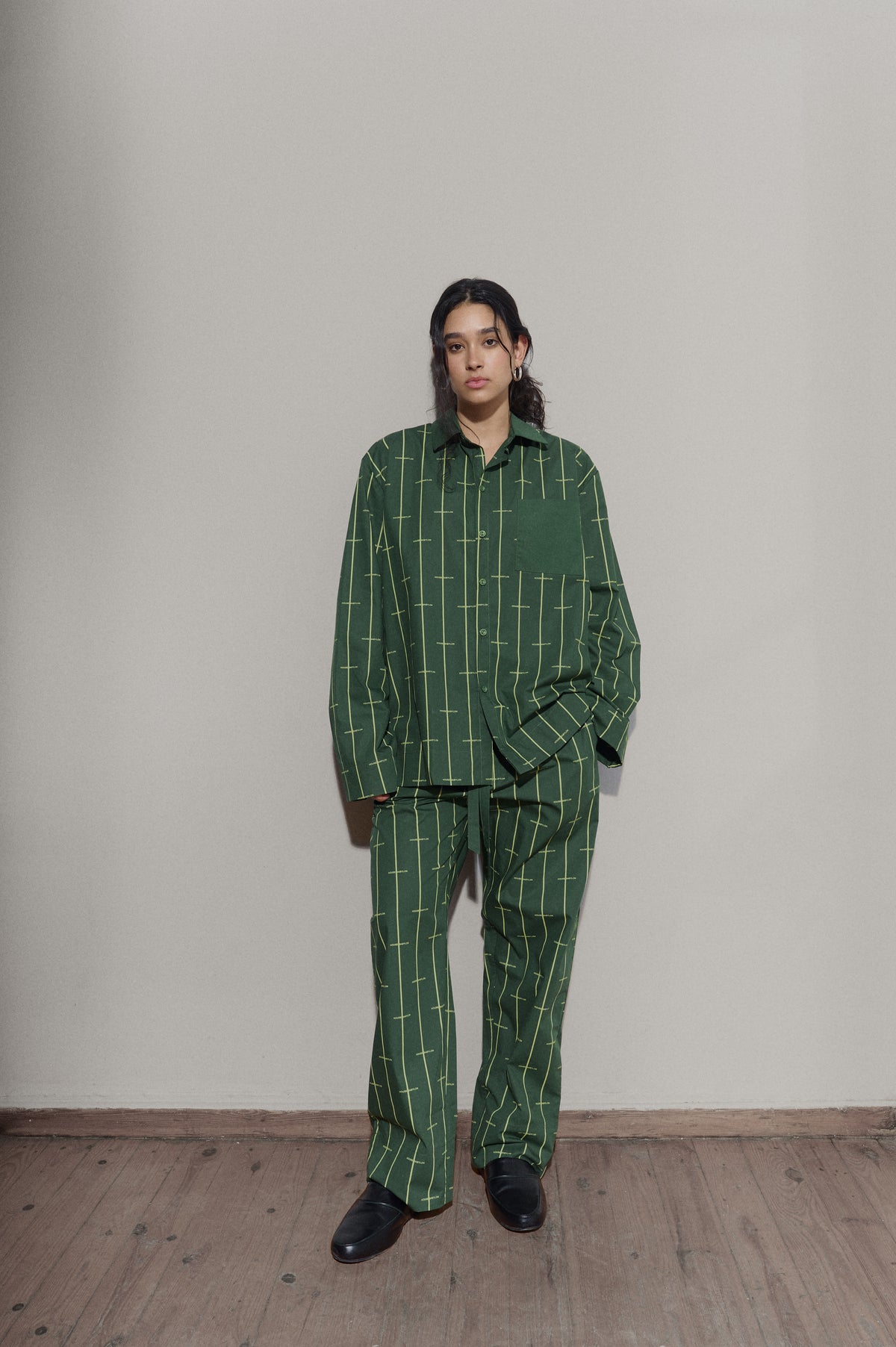 House Babylon stripe Trousers - Dark Green