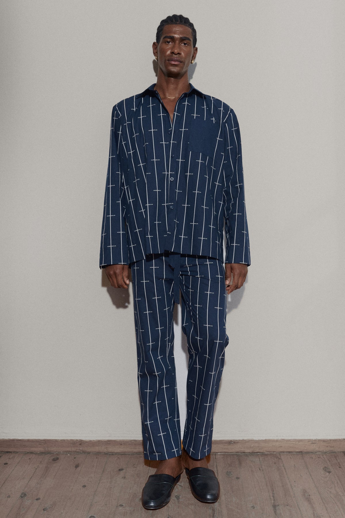 House Babylon stripe Trousers -Navy