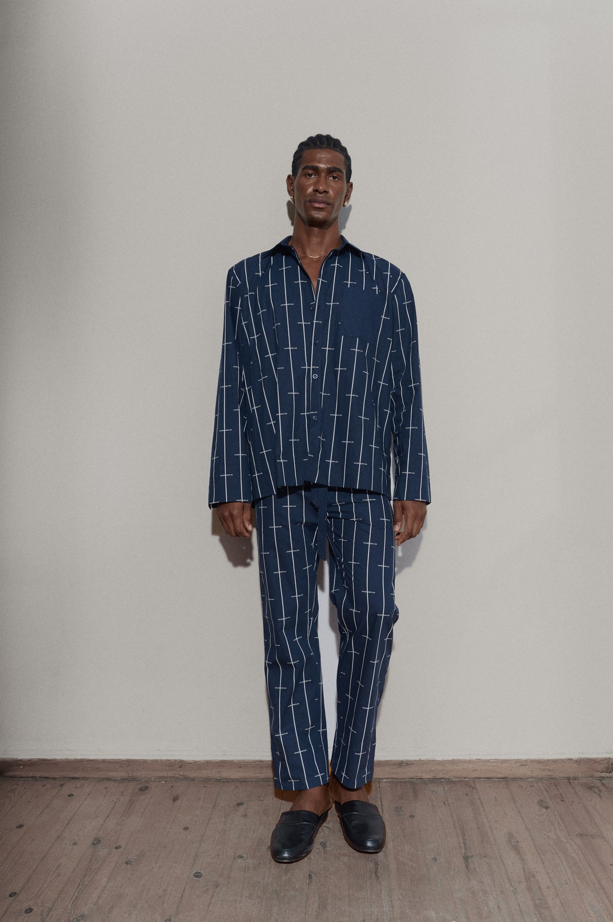 House Babylon stripe Trousers -Navy