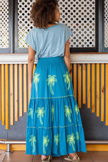 Salty Palm Cotton Long Skirt