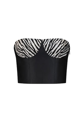 Corset top with a zebra print