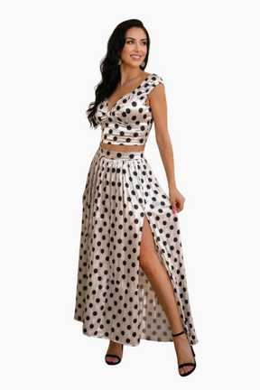 Polka Dot Pleated Skirt Set