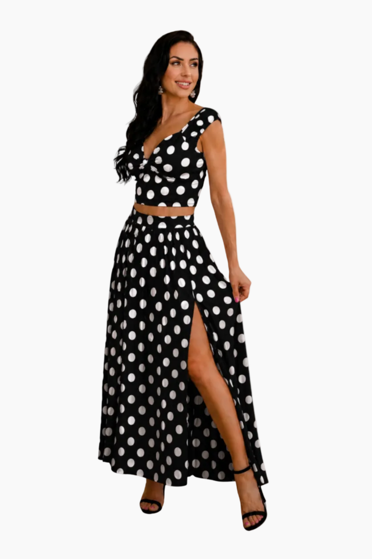 Polka Dot Pleated Skirt Set