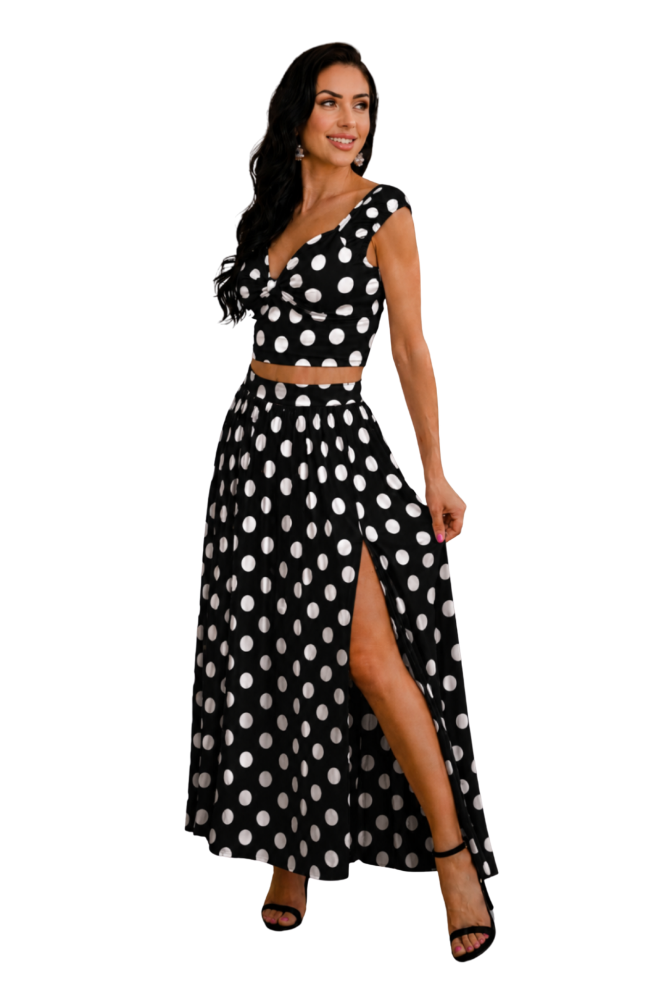 Polka Dot Sweetheart Neck